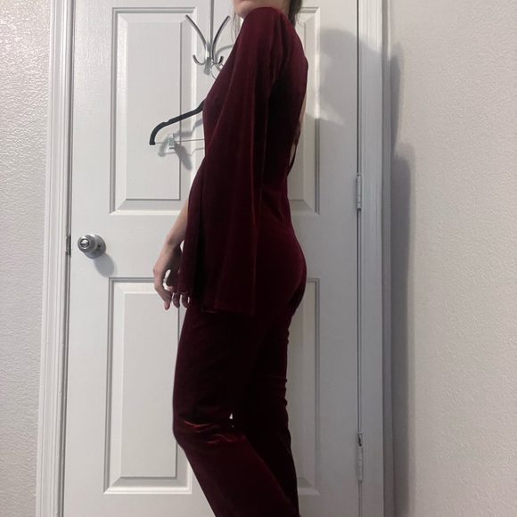 Day & Night Maroon Velvet Jumpsuit from Revolve - Picture 4 of 13